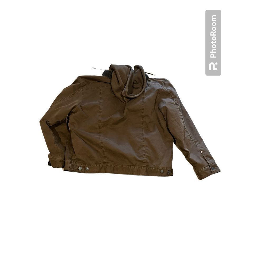 American Eagle brown trucker jacket lined hooded … - image 2